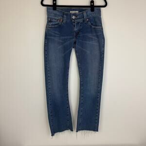 Levi's Juniors 504 Slouch Flare Raw Hem Western Low Rise Medium Wash Jeans 3M